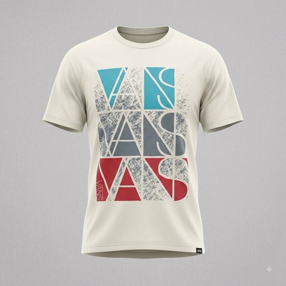 Vans Off The Wall Graphic T Shirt White Geometric Logo Fits Adult Medium (TagXL)